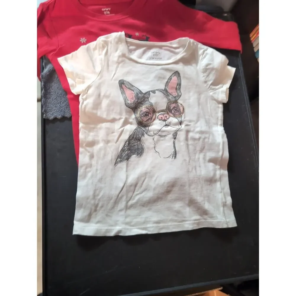 Carter's & Star Wars Lot T Shirts Girls Size 6 6x 7 7a 6 6x Grogu Dog Shades Bed
